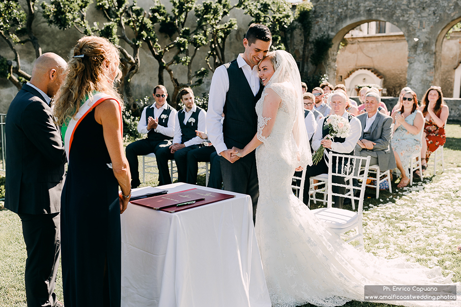 wedding ceremony at town hall garden in Ravello