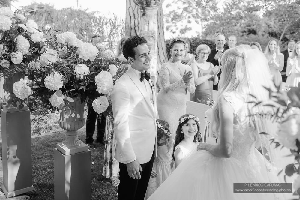 black and white wedding ceremony photo