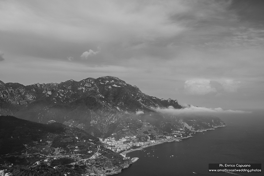 Amalfi Coast black and white photo