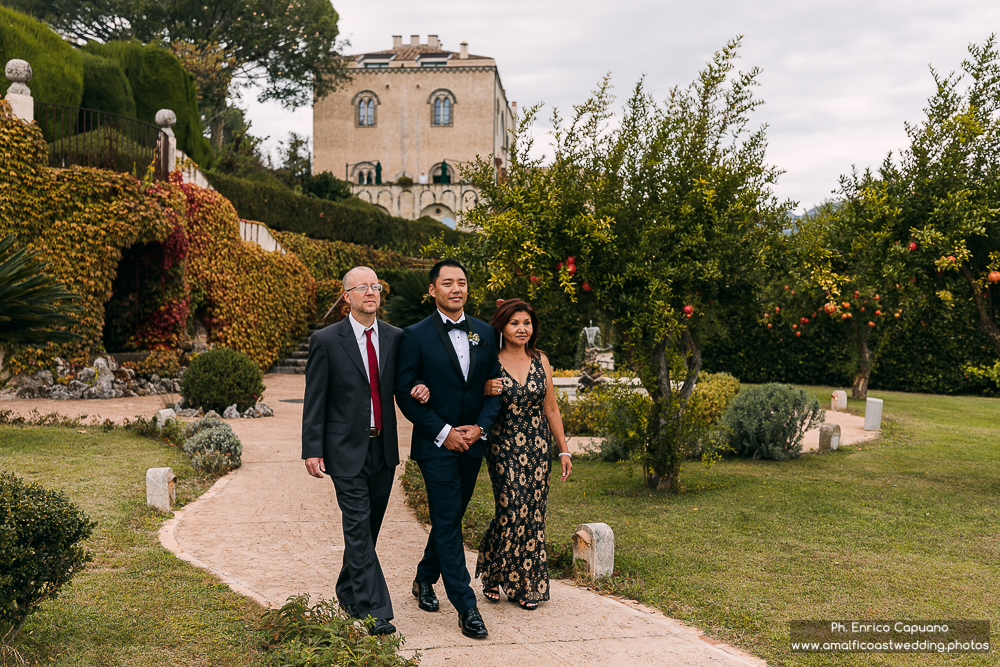wedding reportage photography at Villa Cimbrone in Ravello, Italy