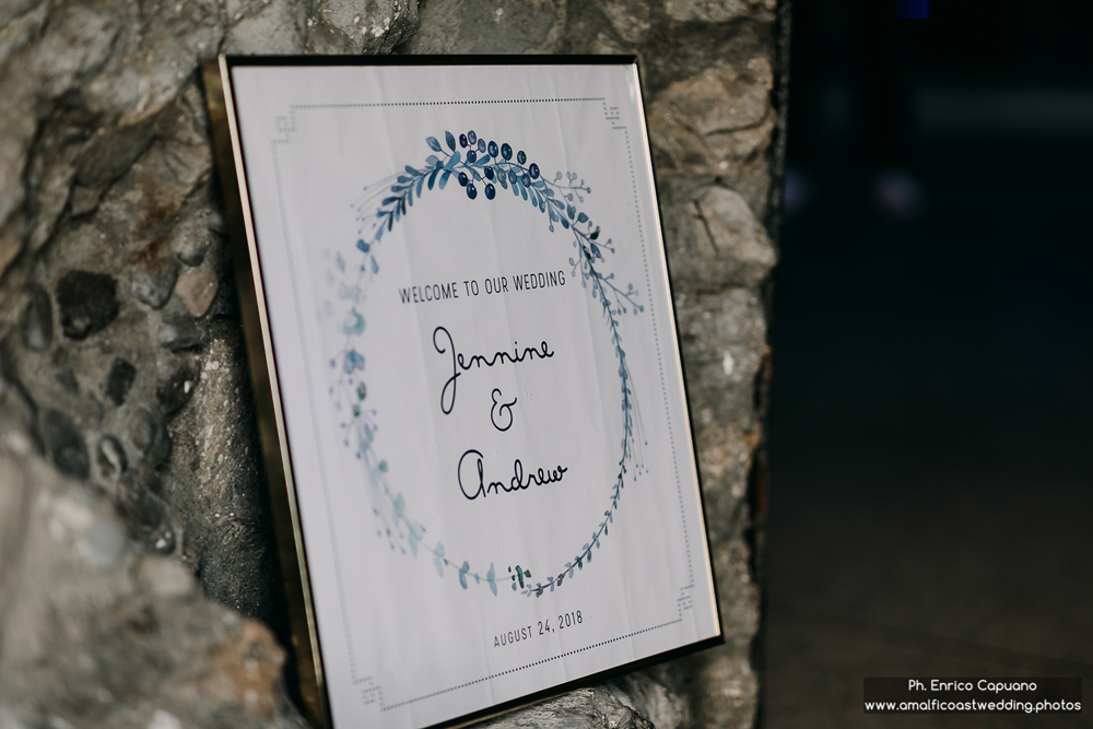 wedding reception detail at Rada restaurant in Positano, Amalfi Coast, Italy